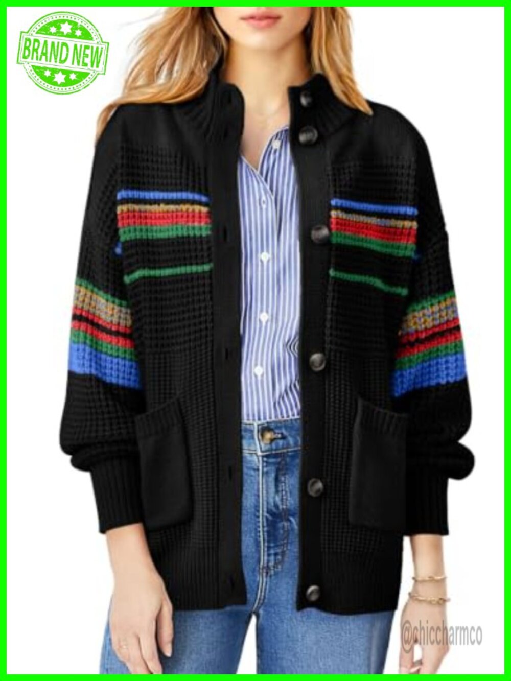 Womens Cardigan Sweater Acrylic Cable Knit Open Front Fall Layering